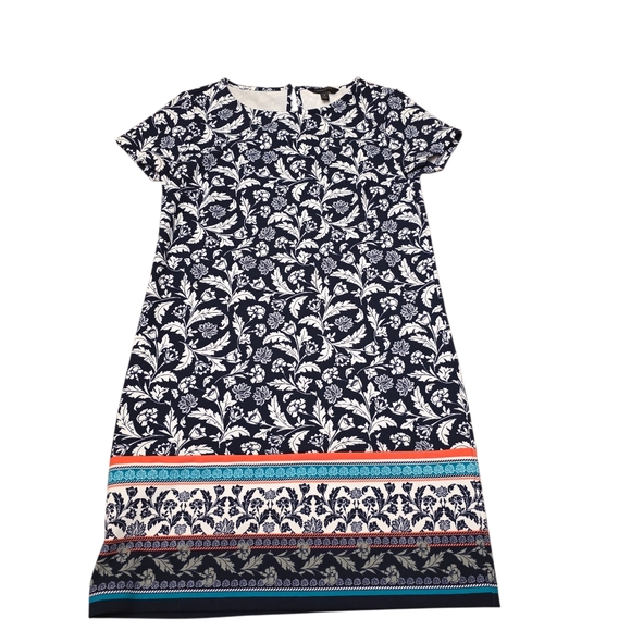 Banana Republic Navy Floral Shift Dress Size 2 Loose Fit - Picture 5 of 10